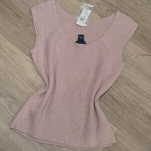 NWT Ann Taylor Dusty Pink Y2K Beaded Top Silk